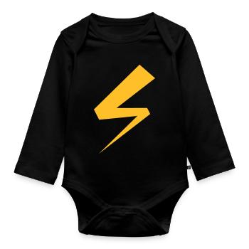 flash - Organic Longsleeve Baby Bodysuit - black - Front