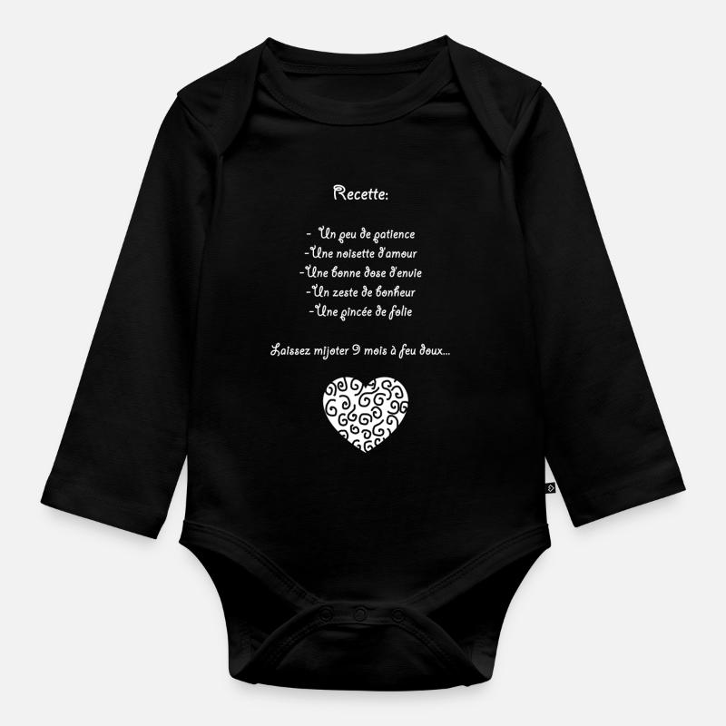 grossesse culinaire - Body Bébé bio manches longues - noir