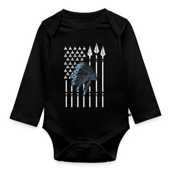 Native American Native American flag - Organic Longsleeve Baby Bodysuit - black - Front