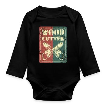 Chainsaw lumberjath - Organic Longsleeve Baby Bodysuit - black - Front