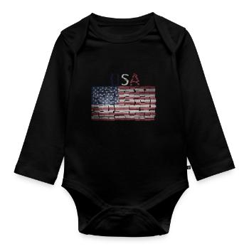 USA Drapeau - Idée de cadeau - Body Bébé bio manches longues - noir - Devant