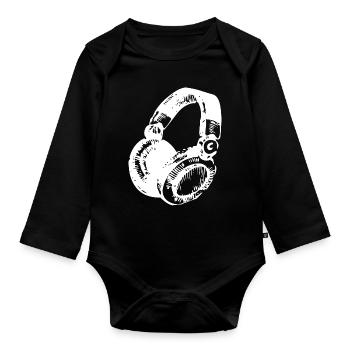 DJ Headset - Organic Longsleeve Baby Bodysuit - black - Front