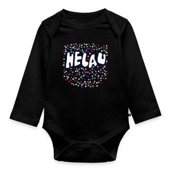 helau karneval konfetti karnevals t-shirt fasching - Baby Bio-Langarm-Body - Schwarz - Vorne