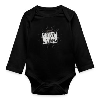 Né à Voyage Vacances Valise Cadeau Cooles - Body Bébé bio manches longues - noir - Devant