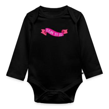 Braut Bride to be JGA Party Hochzeit Geschenk - Baby Bio-Langarm-Body - Schwarz - Vorne