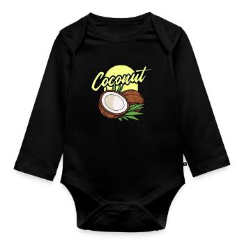 Coconut Summer Cool Gift - Organic Longsleeve Baby Bodysuit - black - Front
