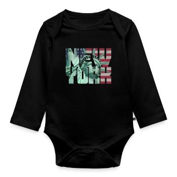 New York Statue de la Liberté Liberty USA flag flag - Body Bébé bio manches longues - noir - Devant