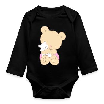 Bear hugging toy Teddy bear - Baby Bio-Langarm-Body - Schwarz - Vorne