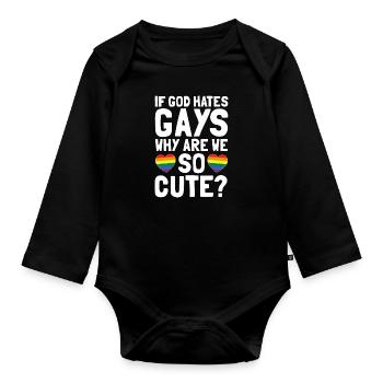 LGBT Gott hasst schwule Regenbogen Herz - Baby Bio-Langarm-Body - Schwarz - Vorne