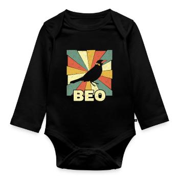 Beo, Mynah pour les amoureux des oiseaux et des éleveurs - Body Bébé bio manches longues - noir - Devant