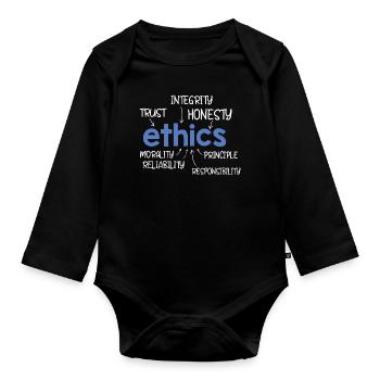 Ethik Wort Beschreibung - Baby Bio-Langarm-Body - Schwarz - Vorne