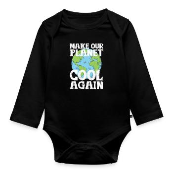 Climate Change Earth Day cool cool saying - Organic Longsleeve Baby Bodysuit - black - Front