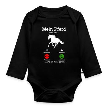 Mon cheval appelle - Body Bébé bio manches longues - noir - Devant