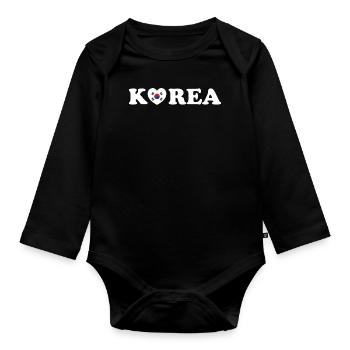 Drapeau du cœur d’amour de la Corée - Body Bébé bio manches longues - noir - Devant