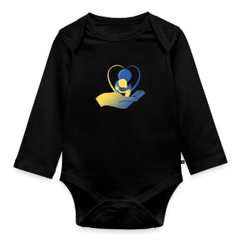 Down syndrome design - Organic Longsleeve Baby Bodysuit - black - Front