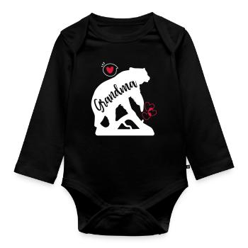 Grandma Bear - Baby Bio-Langarm-Body - Schwarz - Vorne