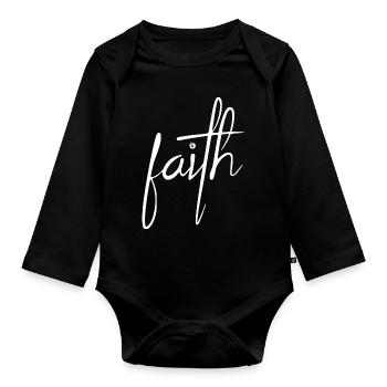 faith - blanc - Body Bébé bio manches longues - noir - Devant
