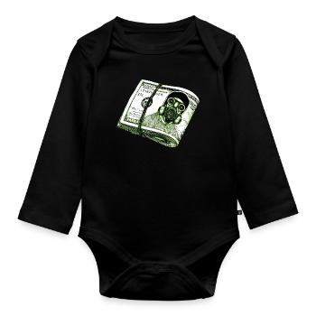 Gasmaske-Dollar - Baby Bio-Langarm-Body - Schwarz - Vorne