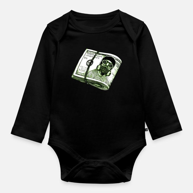 Gas Mask Dollar - Body Bébé bio manches longues - noir