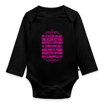 Ehe ist wie ein Vollbad - Baby Bio-Langarm-Body - Schwarz - Vorne