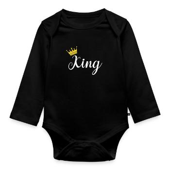 Matching Couples Outfits King and Queen Gift - Organic Longsleeve Baby Bodysuit - black - Front