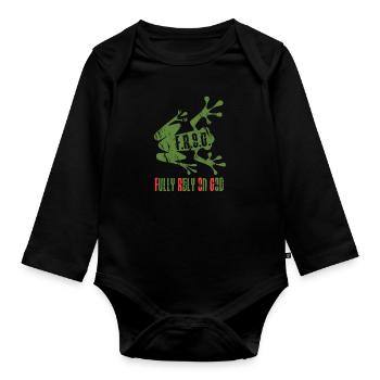 Frog - frog - Christian - Organic Longsleeve Baby Bodysuit - black - Front