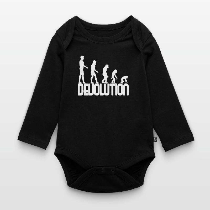 Devolution Evolution simple design Organic Longsleeve Baby Bodysuit