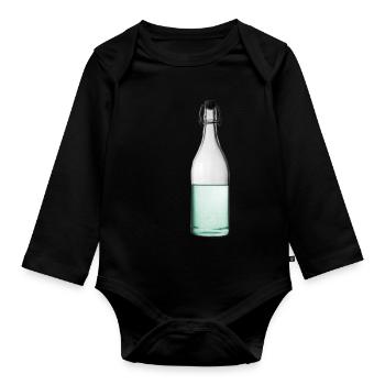 Water bottle bottle cork - Organic Longsleeve Baby Bodysuit - black - Front