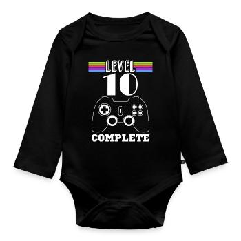 10 ans jeux vidéo enfants - Body Bébé bio manches longues - noir - Devant