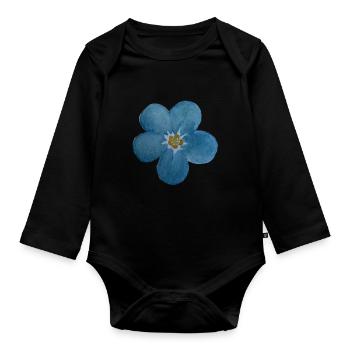 Forget-me-not bloom - Organic Longsleeve Baby Bodysuit - black - Front
