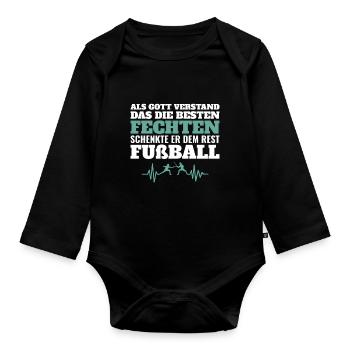 Fechten Fechter Verein Fußball Herzschlag Frequenz - Baby Bio-Langarm-Body - Schwarz - Vorne