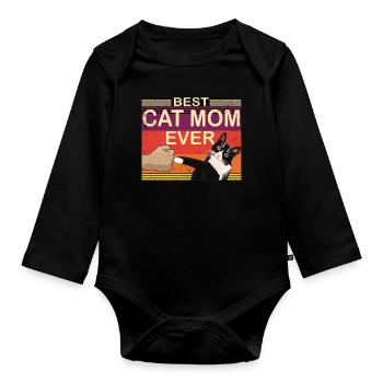 Chatamama Mère Chat Cat Maman Cadeau - Body Bébé bio manches longues - noir - Devant