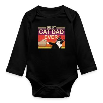 Cat Dad Cat Father Cat Father Cat Cat Motif - Organic Longsleeve Baby Bodysuit - black - Front