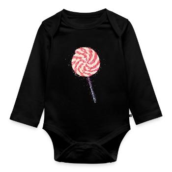 Glitter lollipop - Organic Longsleeve Baby Bodysuit - black - Front