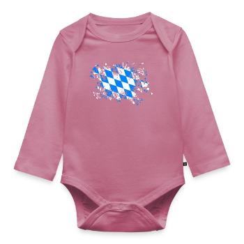 Bavaria flag splash of paint Bavarian Bavarian - Organic Longsleeve Baby Bodysuit - mauve - Front