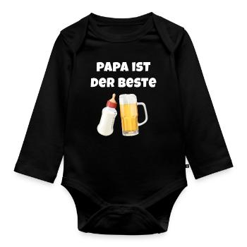 Papa ist der Beste - Baby Bio-Langarm-Body - Schwarz - Vorne