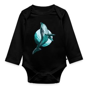 Walfisch - Baby Bio-Langarm-Body - Schwarz - Vorne