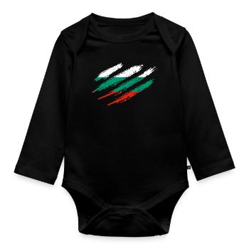Bulgarien Flagge Bulgarische Fahne Goldstrand - Baby Bio-Langarm-Body - Schwarz - Vorne