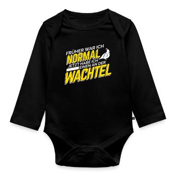 Wachtel Geschenkidee - Baby Bio-Langarm-Body - Schwarz - Vorne