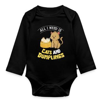 Katzen Und Dumplings - Baby Bio-Langarm-Body - Schwarz - Vorne