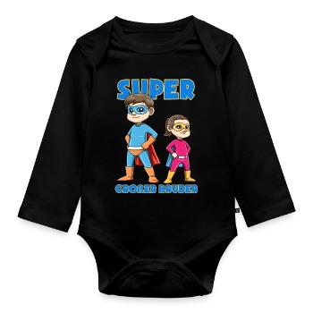 Super Großer Bruder und Kleine Schwester - Baby Bio-Langarm-Body - Schwarz - Vorne