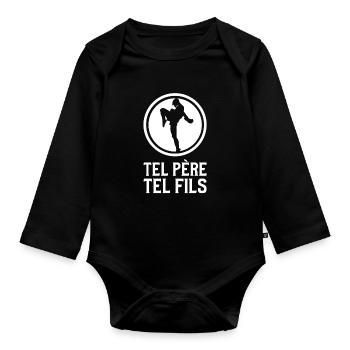 Tel Père Tel Fils Boxeur Cogneur Boxer Présent - Body Bébé bio manches longues - noir - Devant