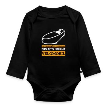 Liegerad & Velomobil Sprüche - Baby Bio-Langarm-Body - Schwarz - Vorne