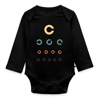 Eye test optician - Organic Longsleeve Baby Bodysuit - black - Front