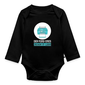 IT Technik Fachinformatiker PC Techniker Spruch - Baby Bio-Langarm-Body - Schwarz - Vorne