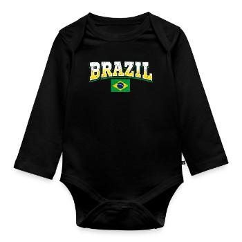 Brazil Fan - Organic Longsleeve Baby Bodysuit - black - Front