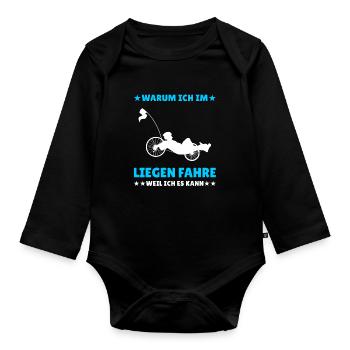 Herren Liegerad & Velomobil Sprüche Fahrrad - Baby Bio-Langarm-Body - Schwarz - Vorne