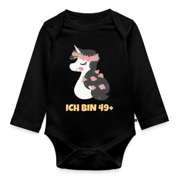 Ich bin 49+ - 50. Geburtstag Frauen Damen Alpaka - Baby Bio-Langarm-Body - Schwarz - Vorne