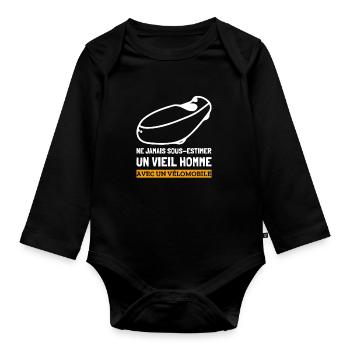Homme Vélomobile Velomobil Vélo Couché Cadeau - Baby Bio-Langarm-Body - Schwarz - Vorne