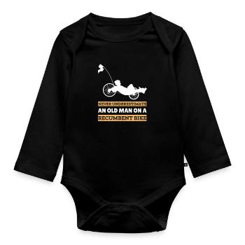 Herren Liegerad & Velomobil Sprüche Fahrrad - Baby Bio-Langarm-Body - Schwarz - Vorne